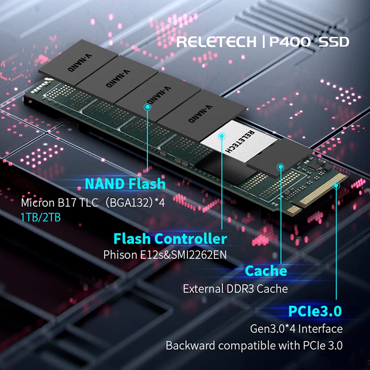 Amazon | Reletech P400 内蔵 SSD PCIe Gen3x4 2280 M.2 NVMe1.3